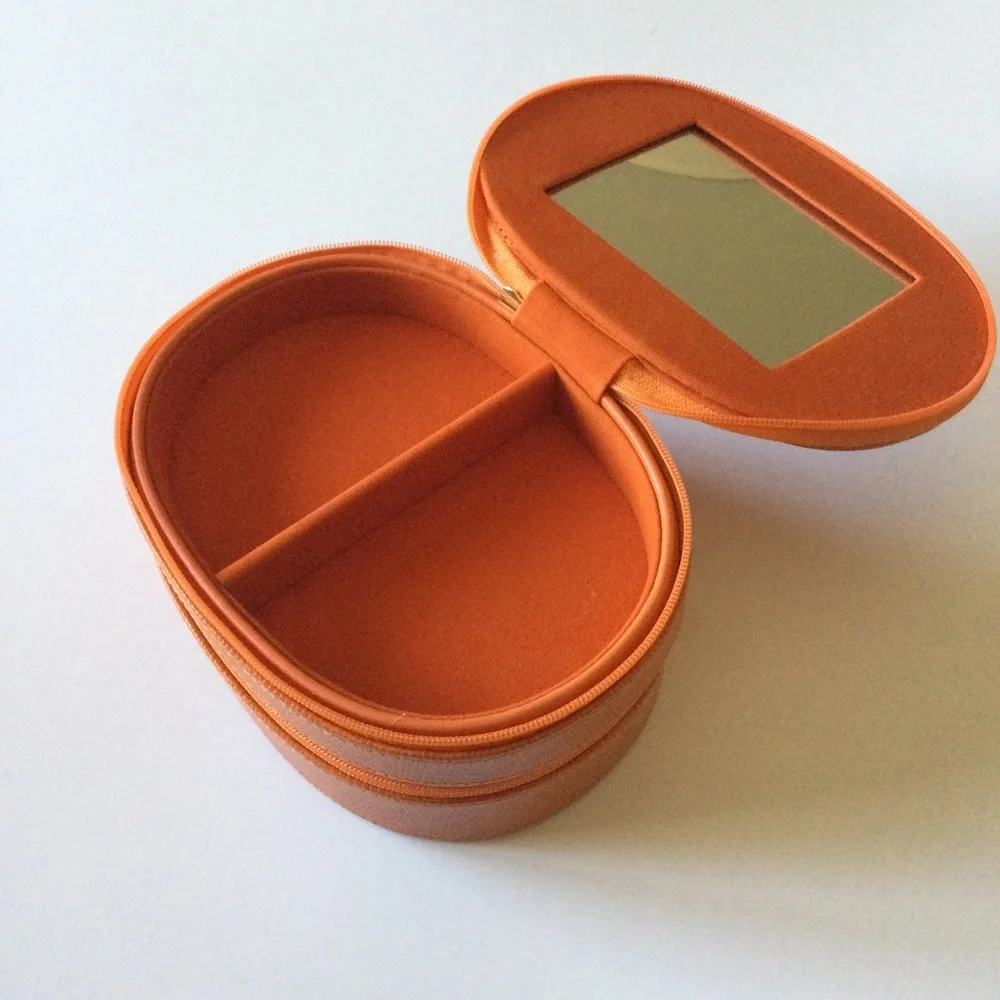 BEY-BERK LIZARD EMBOSSED LEATHER 2 LEVEL JEWELRY BOX CASE ORANGE NWOT